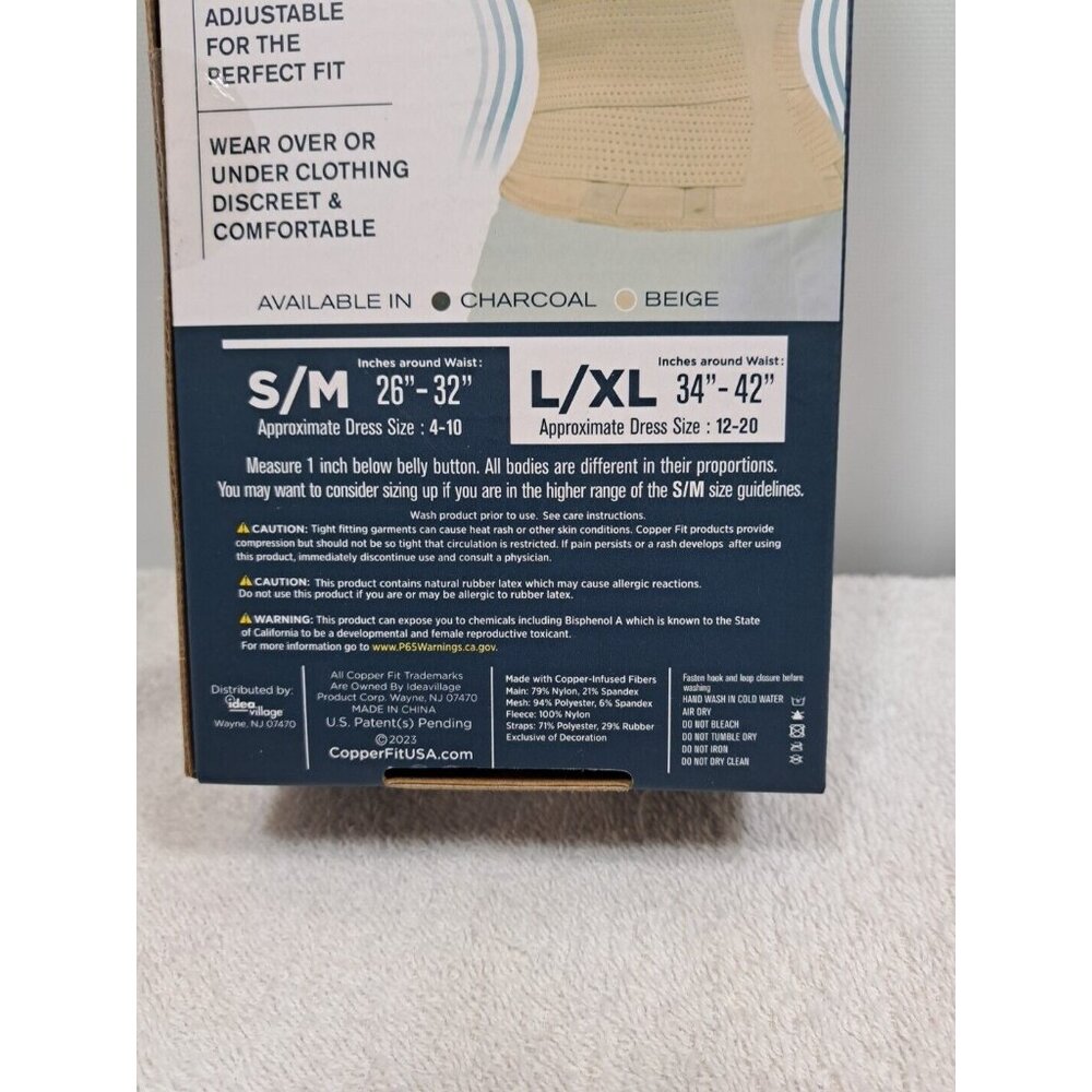 NWT Copper Infused Fit Core/Waist Shaper Back Support Sz.L/XL 34”to 42" Beige - Picture 3 of 5